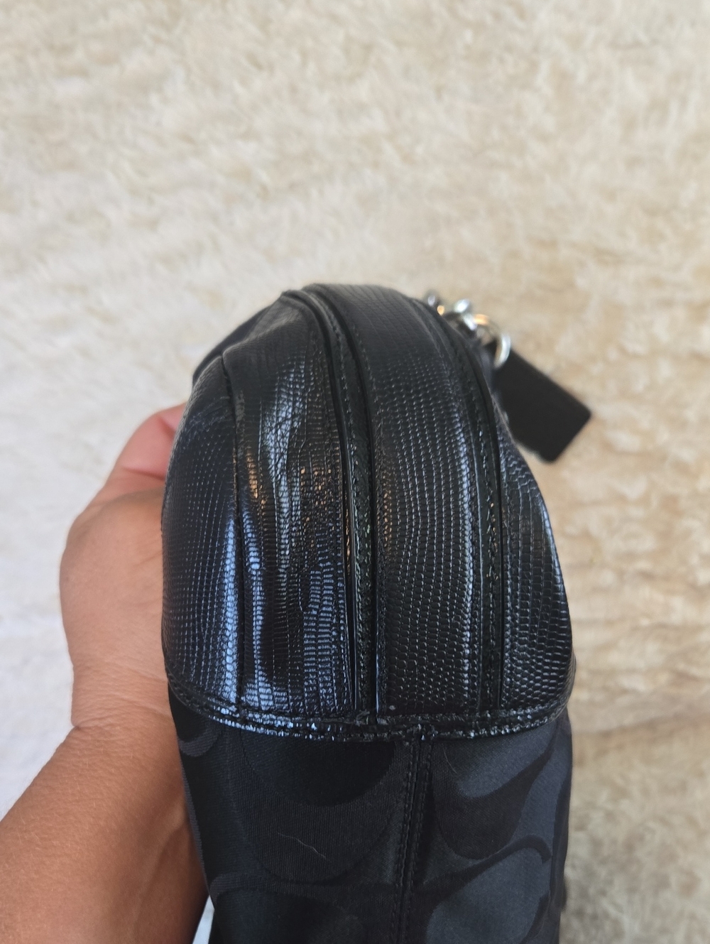 Coach Black Signature Hobo Shoulder Bag with Silver Hardware LIKE NEW CONDITION - Picture 6 of 10